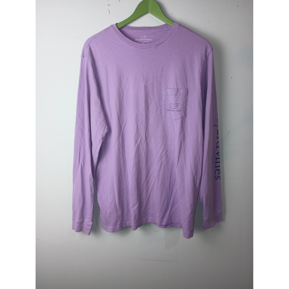 Vineyard Vines Mens Purple Long Sleeve Whale Logo Pocket T-Shirt Size M